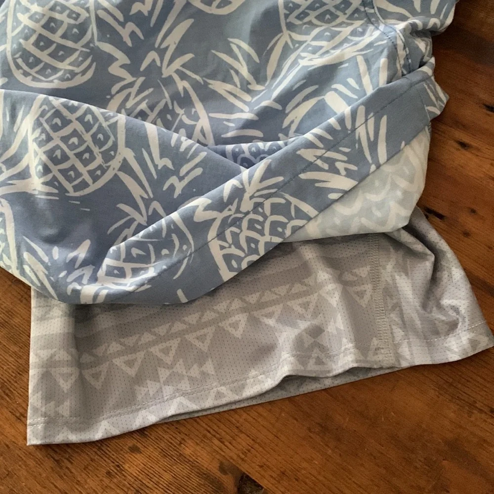 Chubbies NWOT Thigh Naples Pineapple Blue White Swim Trunks 7 in Inseam Sz XXL